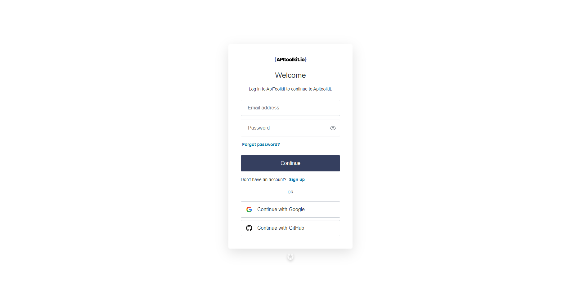 Sign in page
