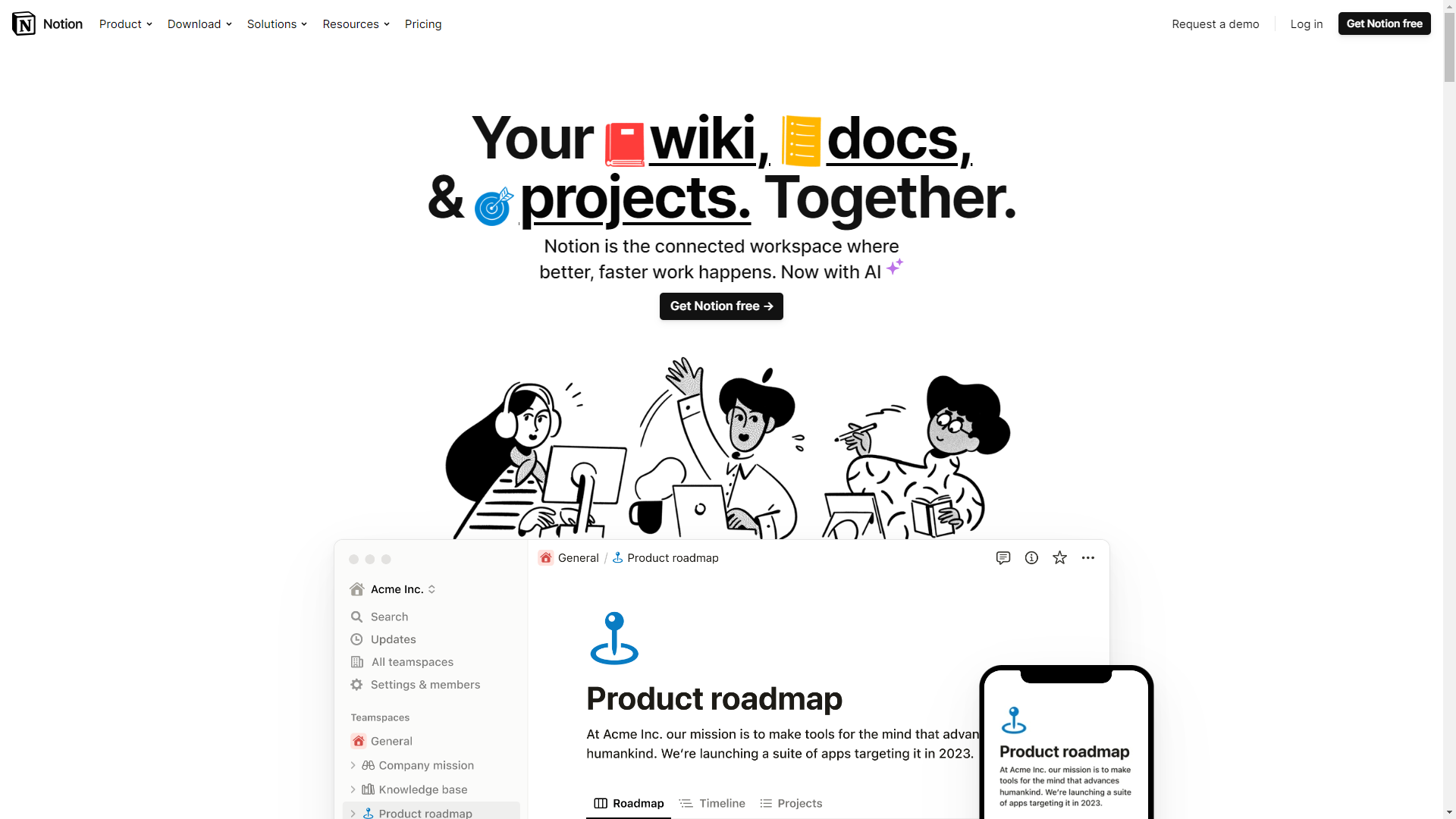 Notion homepage