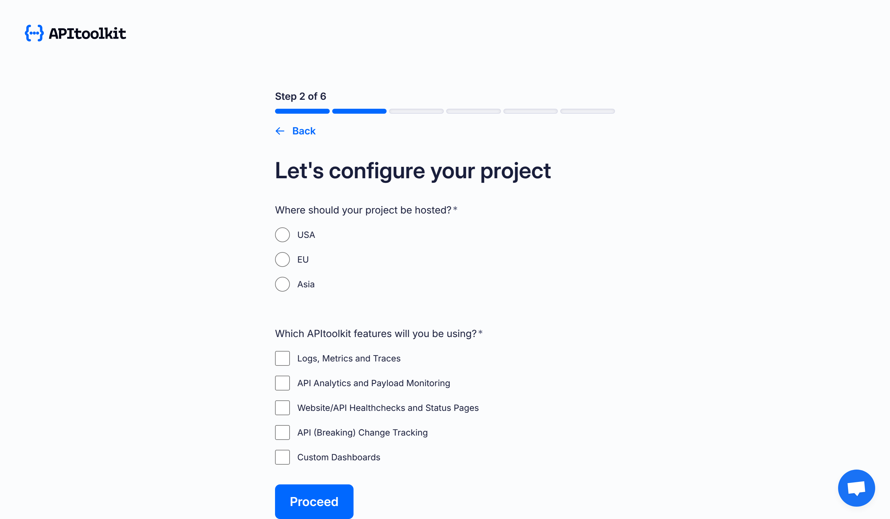 Screenshot of APItoolkit’s configure project