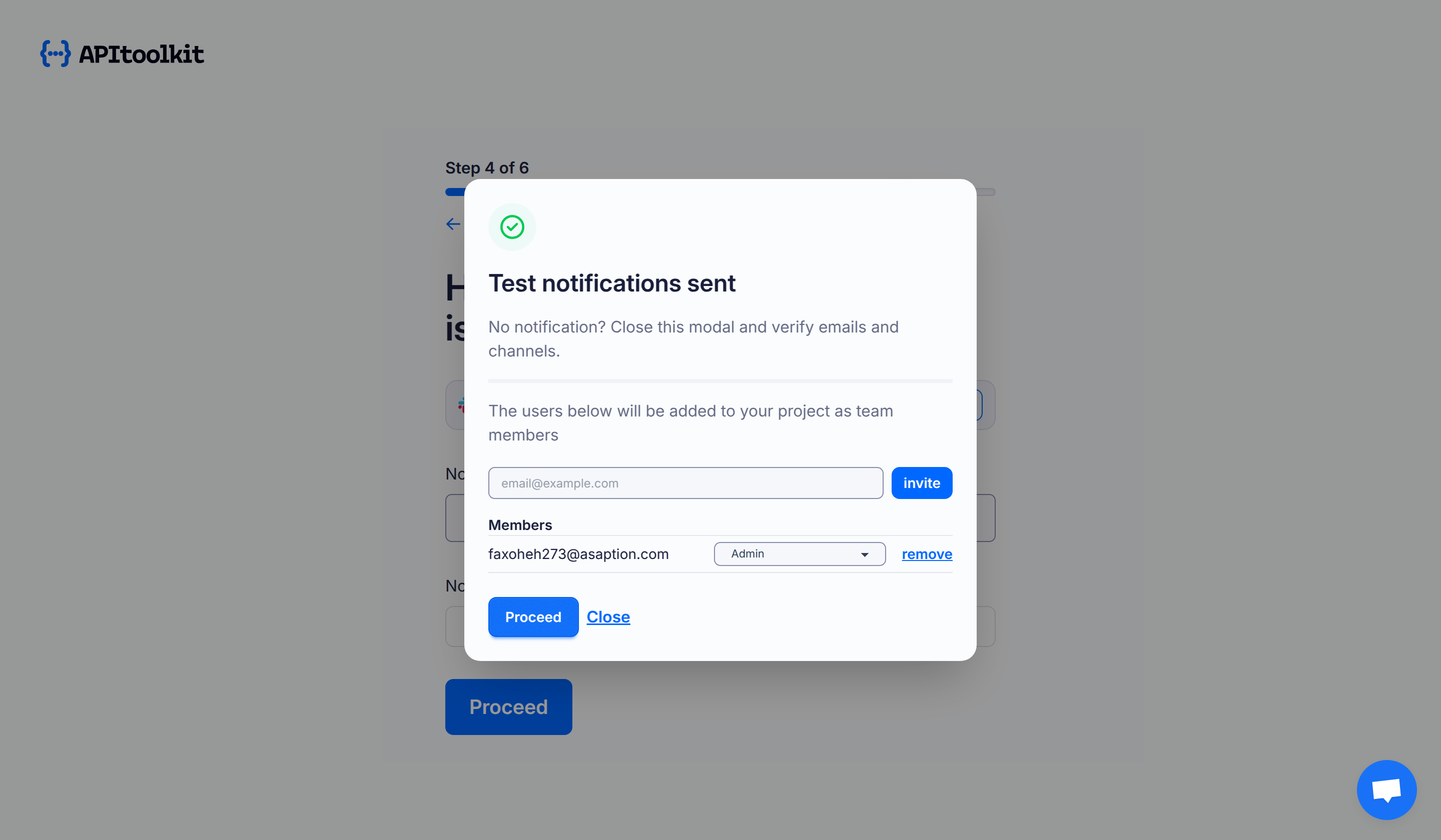 Screenshot of APItoolkit’s create new project page