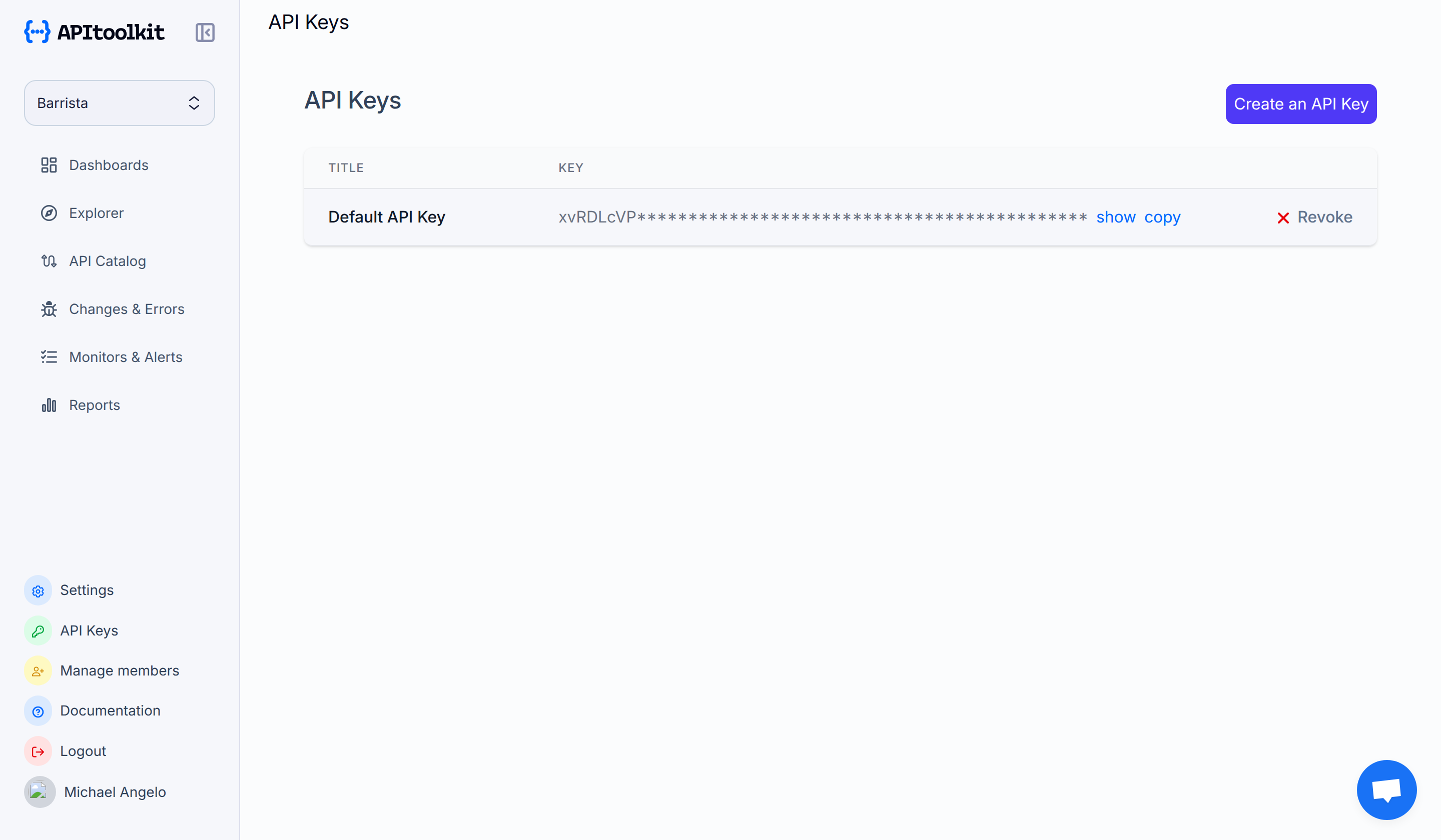Screenshot of APItoolkit’s settings popup