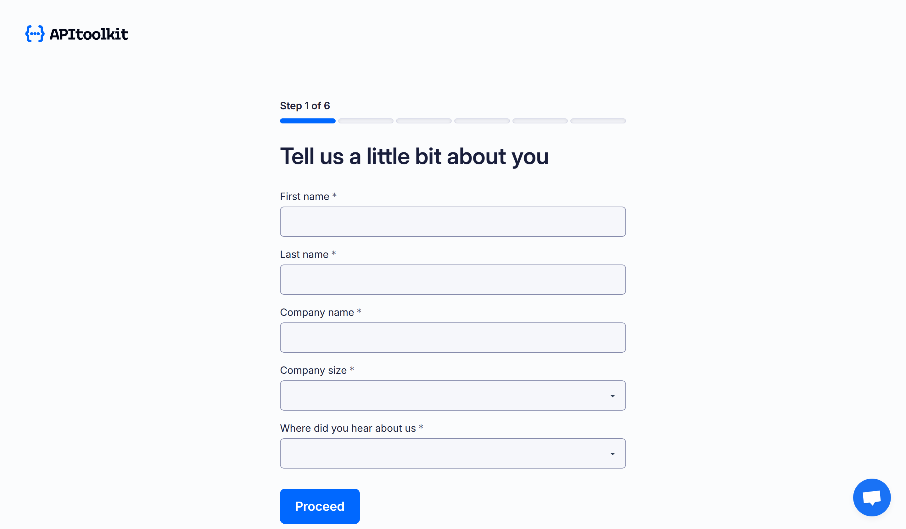 Screenshot of APItoolkit’s create new project page