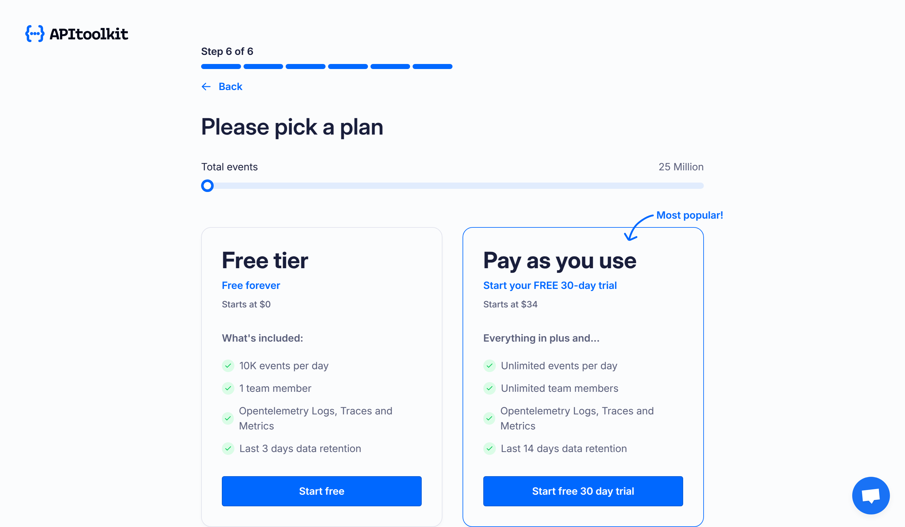 Screenshot of APItoolkit’s create new project page