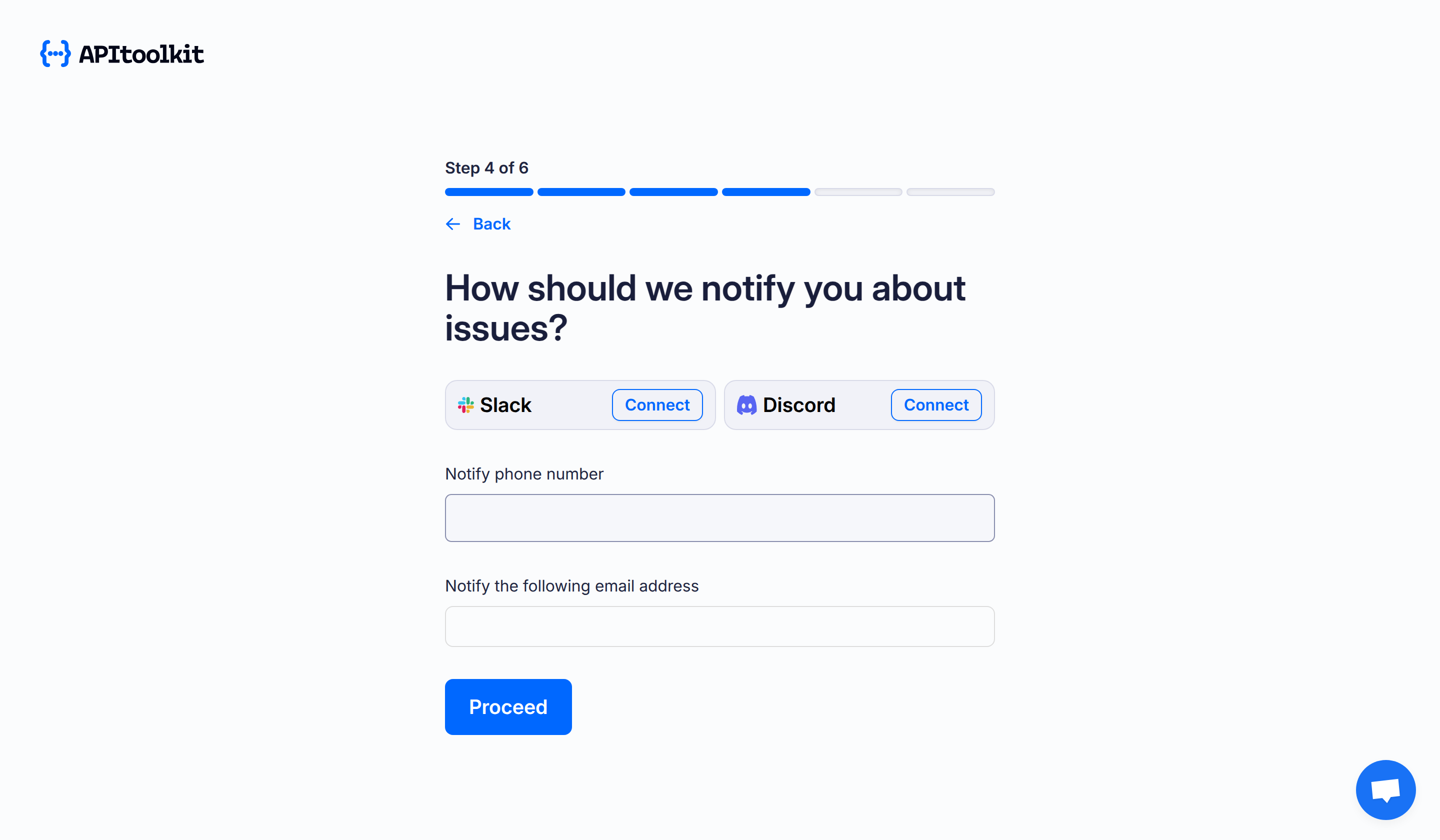 Screenshot of APItoolkit’s create new project page